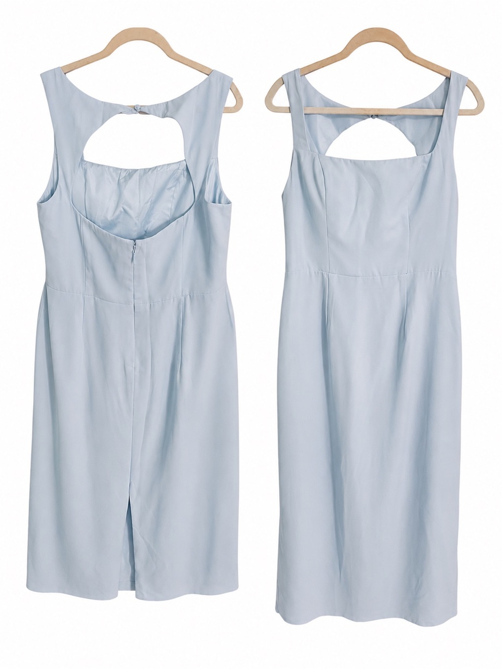 Light Blue Sleeveless Midi Dress with Cutout Back
